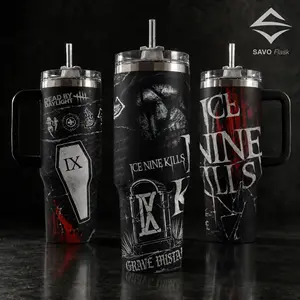 Ice Nine Kills Dead by Daylight Tumbler 20oz 40oz with Handle Straw A Grave Mistake INK Band Merch Stainless Steel Insulated Travel Mug Gift for Metalcore Fans Horror Game Aesthetic Coffee Cup