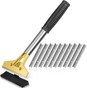 Razor  Scraper, 4 inch Scraper Tool with 10 count Extra Metal , Large Cleaning Razor Scraper, Floor Scraper, Glass Stove top Scraper, Window Scraper for , Gum, Glue Remover