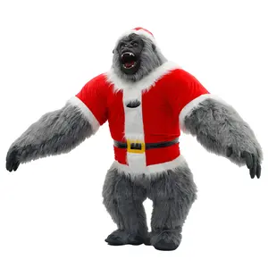 8.2ft Giant Christmas Gray Gorilla Inflatable Costume Plush Onesie with Festive Santa Hat Battery Included for Height 5.25-6.65ft Memorable Vibe Celebration Set