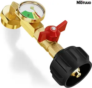 Propane Refill Adapter With Valve And Gauge, Propane Refill Adapter With Luminous Watch, Propane Refill Adapter For 1 Lb. Tanks, For Filling 1lb Bottles From a 20lb Tank, Fits Qcc1/Type1 Propane Tanks And 1lb Disposable Cylinders