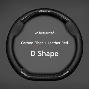 Carbon Fiber Leather Car Steering Wheel Cover Breathable Anti Slip Cover For Honda Civic Accord CRV Fit Jazz Mugen Accessories