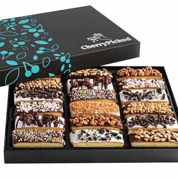 CherryPicked Christmas Holiday Thanksgiving Chocolate Gift Basket, Dried Fruit and Nuts Biscotti Box, Prime Gourmet Covered Cookie, Mens Food Basket Delivery Ideas for Dad, Son, Brother
