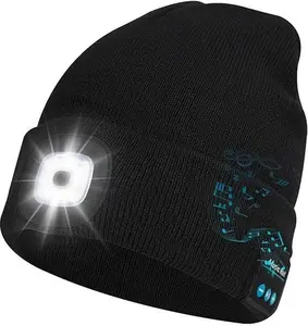 Unisex Multifunctional Skull Caps - Rechargeable Bluetooth LED Beanie Cap for Men & Women, Warm Balaclava for Music & Calling outdoor hat