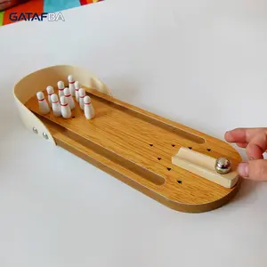 Desktop Wooden Bowling Game | Compact Tabletop Stress Relief Bowling Set with Metal Ball & Pins | Portable Indoor Leisure Game for Office Desk Breaks, Home Game Nights & Casual Gatherings