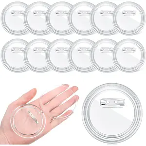 12 count 3 Inch Clear Button Pins for Crafts DIY Photo  Blank Pins Bulk for Picture Make Your Own Buttons Badge Maker DIY Crafts Supplies