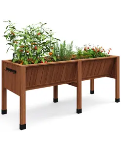 Gaomon Oak Wooden Heavy Duty Elevated Garden Bed - 72x26x30in Raised Stand with 6 Legs, 13.7in Depth for Backyard, Patio | Garden Accessories, Outdoor Planters, Elevated Planting Boxes, Planters for Outside