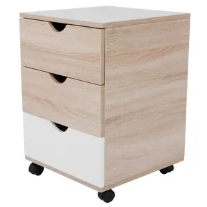 New 3-Drawer Movable Bedside Nightstand with File Cabinet - Space-Saving Pedestal Design  Independent  and Heavy-Duty - Perfect for Home Office and Bedroom Furniture Organization