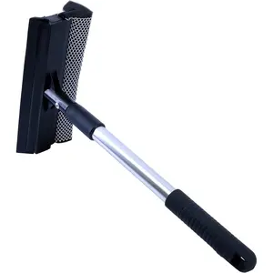Window Squeegee for Car Windshields and Window Cleaning Tool, Extendable Aluminum Handle 14-20 in. (Black)