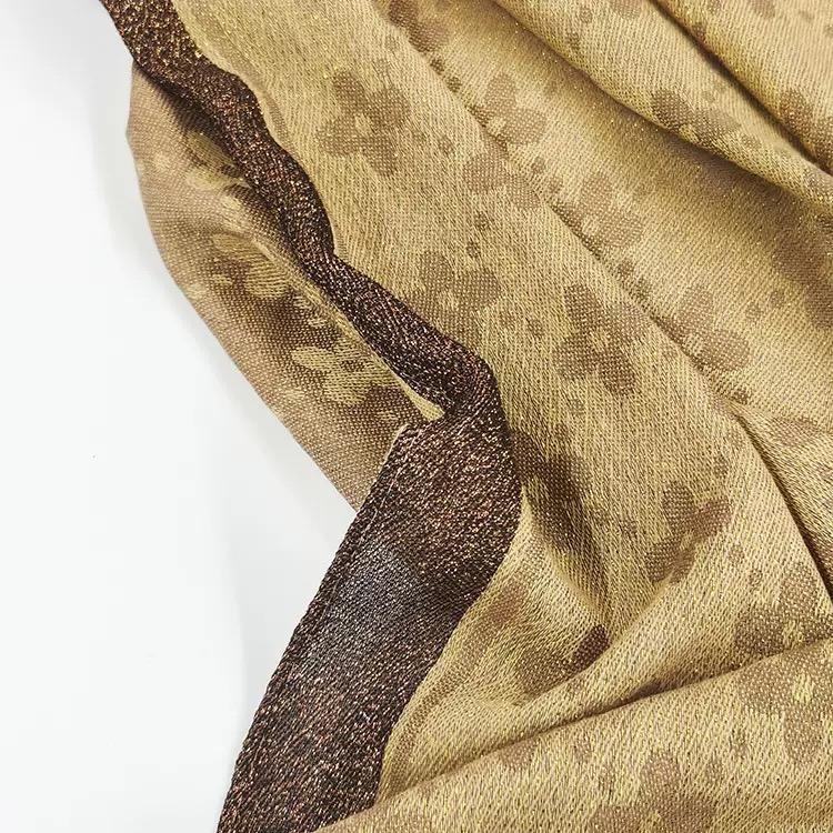 Vintage Floral Hijab Scarf Shawl With Gold Thread Detail For Versatile Modest Fashion