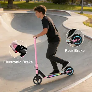 【Kids' Gifts】Commugo S5 Beginner-Friendly Folding Electric Scooter for Teens, 130W Motor, 8.7 Mph Max Speed, Adjustable Speed, Colorful Lights, LED Display, Foldable Design, Christmas/Thanksgiving Gifts for Boys & Girls, Folding Scooter summerwins