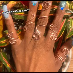 Set of 5 Real Handmade Copper Wire Rings - Size Medium/Adjustable for Women