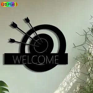 1pc Bullseye Arrows Welcome Metal Wall Art, Target Arrows Statue Mural, Artistic Wall Sign, Intricate Craftsmanship, Perfect for Housewarming, New Year Decor, Perfect for Porch Wall Entryway Studio Decor, Ideal Gift for Home Decor Enthusiasts.