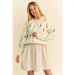 Davi & Dani Floral Pattern Button Down Cardigan