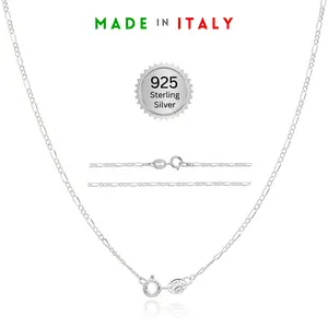 925 Sterling Silver 1.8mm Figaro Chain Necklace 18 inch Made in Italy
