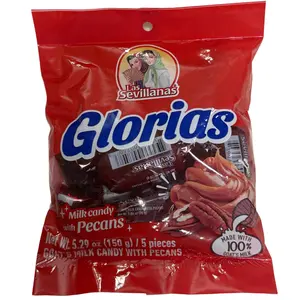 Las Sevillanas Glorias Goat Milk Candy with Pecans – 5.29 oz (150 g) – 5 Pieces – Mexican Milk Candy Bag