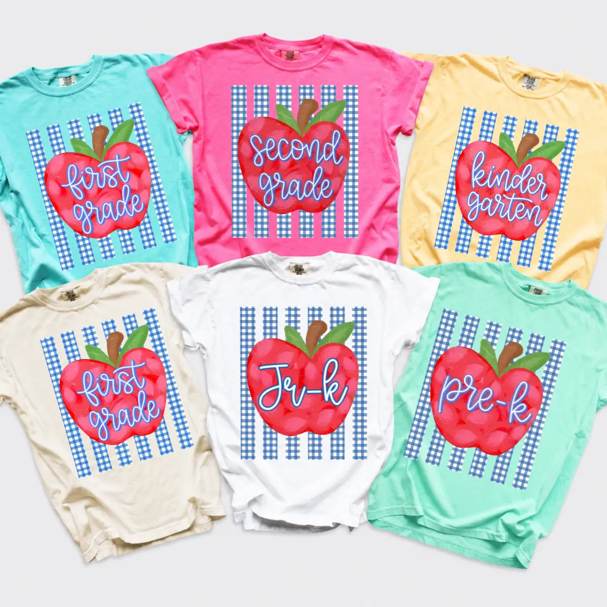 Comfort Colors Striped Teacher Apple Back To School Shirt, Kindergarten Teacher Tee, 2nd 3rd 4th Grade Shirt, First Day of School Gift, Cute Summer School Apparel - DPCLICK