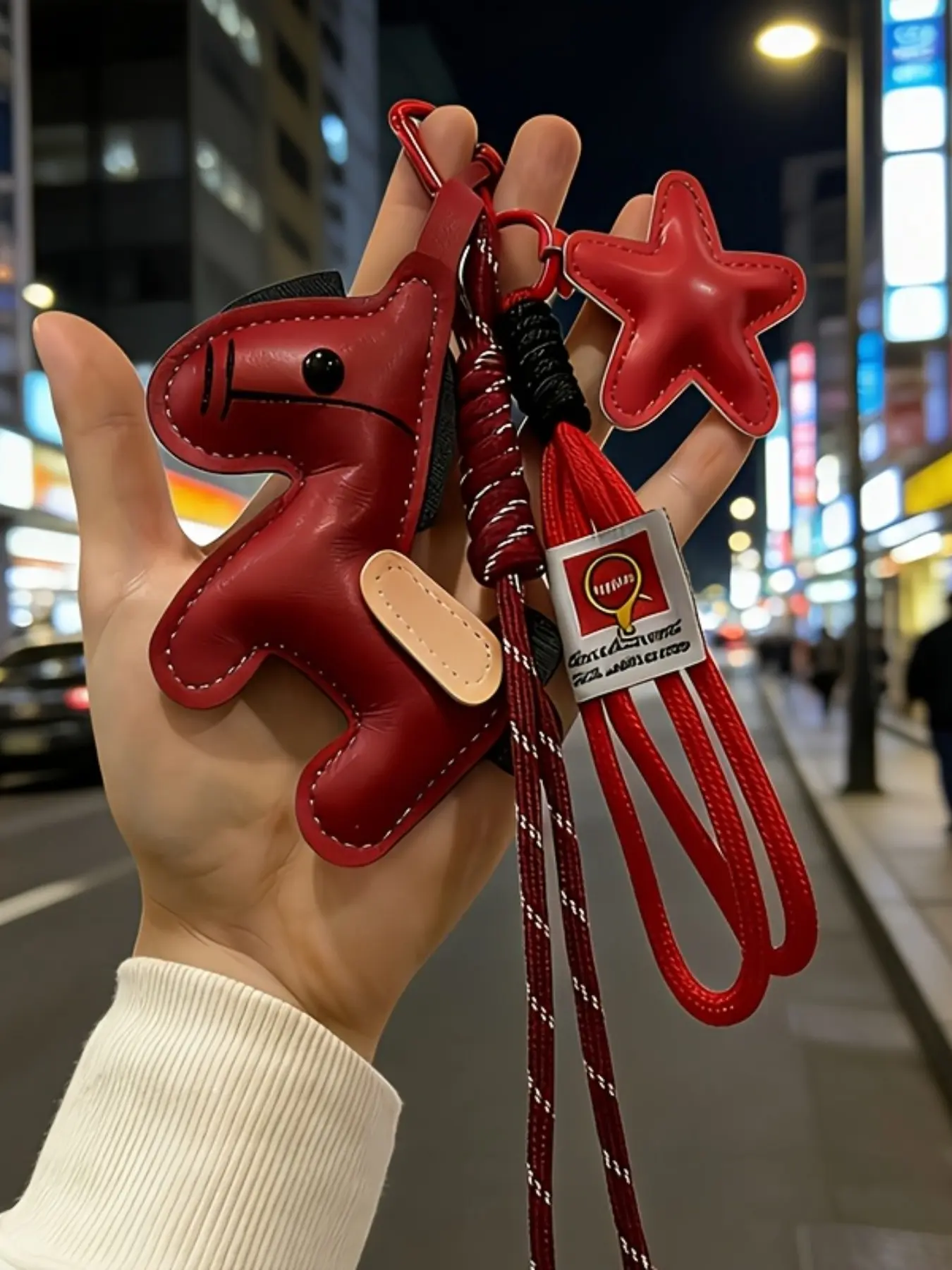 Leather Horse Bag Charm Pendants, Star & Braided Rope Bag Chain Charms, Bag Decoration Keychain, Purse Accessories, Cute Purse Charms, Trendy Bag Charms, Bag Pendant, Stylish Backpack Charm, Available in Red/Brown, Ideal for Street Style & Horse Lovers