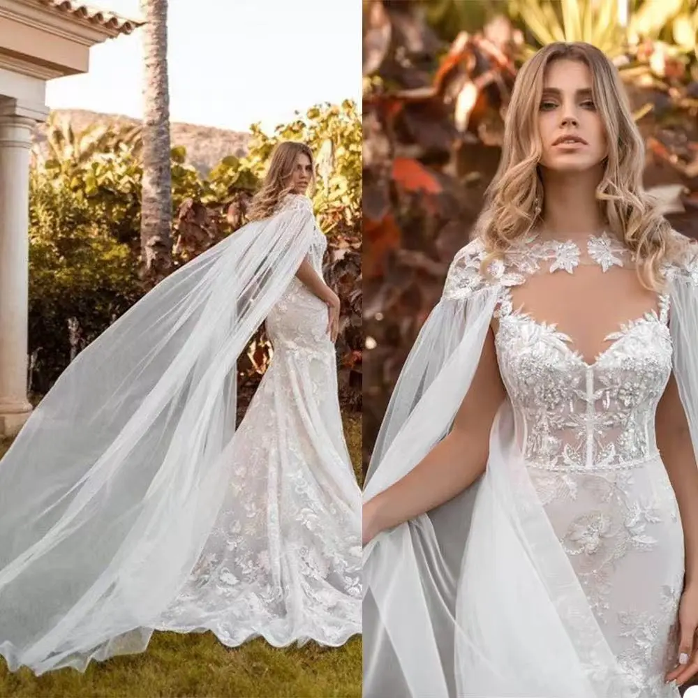 Long women's off-shoulder mesh shawl for brides, wedding dresses, photo studio, outdoor photography accessories