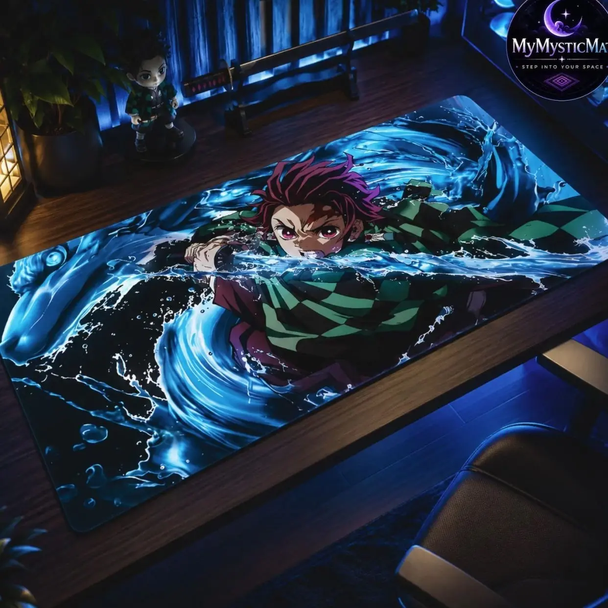 Tanjiro Kamado Desk Mat, Demon Slayer Mouse Pad, Water Breathing Anime Desk Mat, Kimetsu No Yaiba Gaming Mouse Pad, XXL Anime Desk Pad