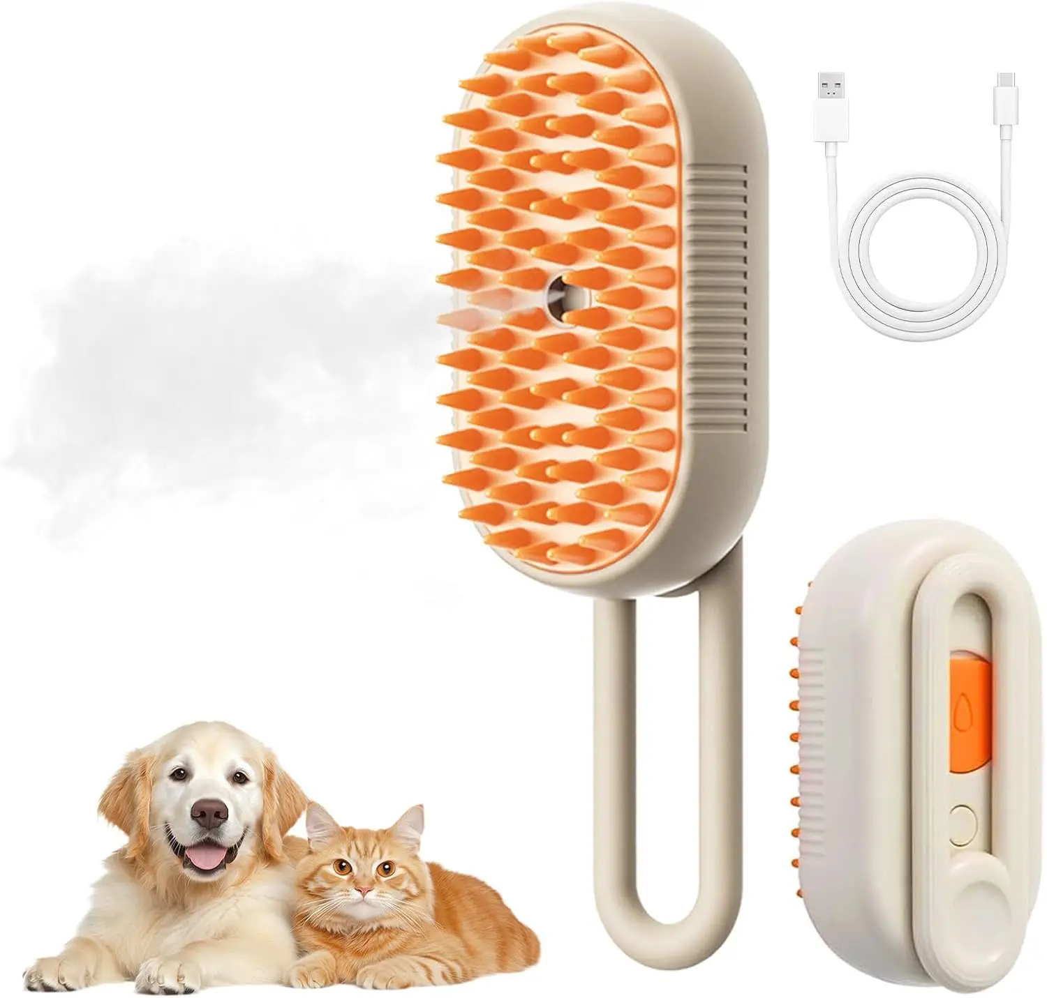 Cat Steam Brush for Shedding with Foldable Handle 4 in 1 Rechargeable Steam Brush for Cats and Dogs,Haired Pets Spritz Defur Comb for Cats Pet Spray G