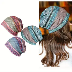 Women's 3-Pack Fantasy Themed Chemo Caps, Soft Breathable Polyester Non-Woven Fabric, All-Season 1 Size Stretch Fit Skull Caps, Open Top with Toggle Closure, Packable Slouchy Beanie Set, Daily Wear, Hand Wash Only,summerwins