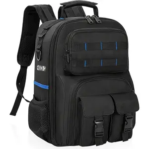 Tool Bag with Padded Lining, Detachable Storage Pocket, Ideal for Electricians and Hardware Tools, Dual Shoulder Backpack