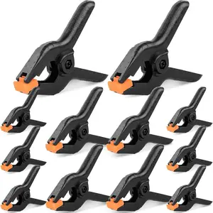 30 Pack 2.55 inch Plastic Spring Clamps, Black Heavy Duty Clips, Backdrop Clips, Plastic Clamps for Crafts, Backdrop Stand, Woodworking, Photography