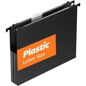 Extra Capacity Plastic Hanging File Folders,12 Reinforced Hang Folder,1 Inch Expansion,Filing Cabinet Folders Letter Size for Bulk Files/Medical Charts (Sides Sealed, Black)