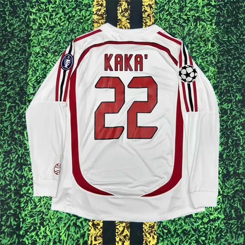 06-07 Season Away White Kaka #22 Long-Sleeve Soccer Jersey