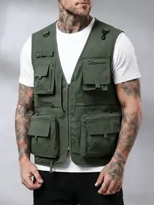 Men's Multi-Pocket Fishing Vest, Mesh Back Design, Outdoor Functional Vest for Hiking, Camping, and Fishing Activities