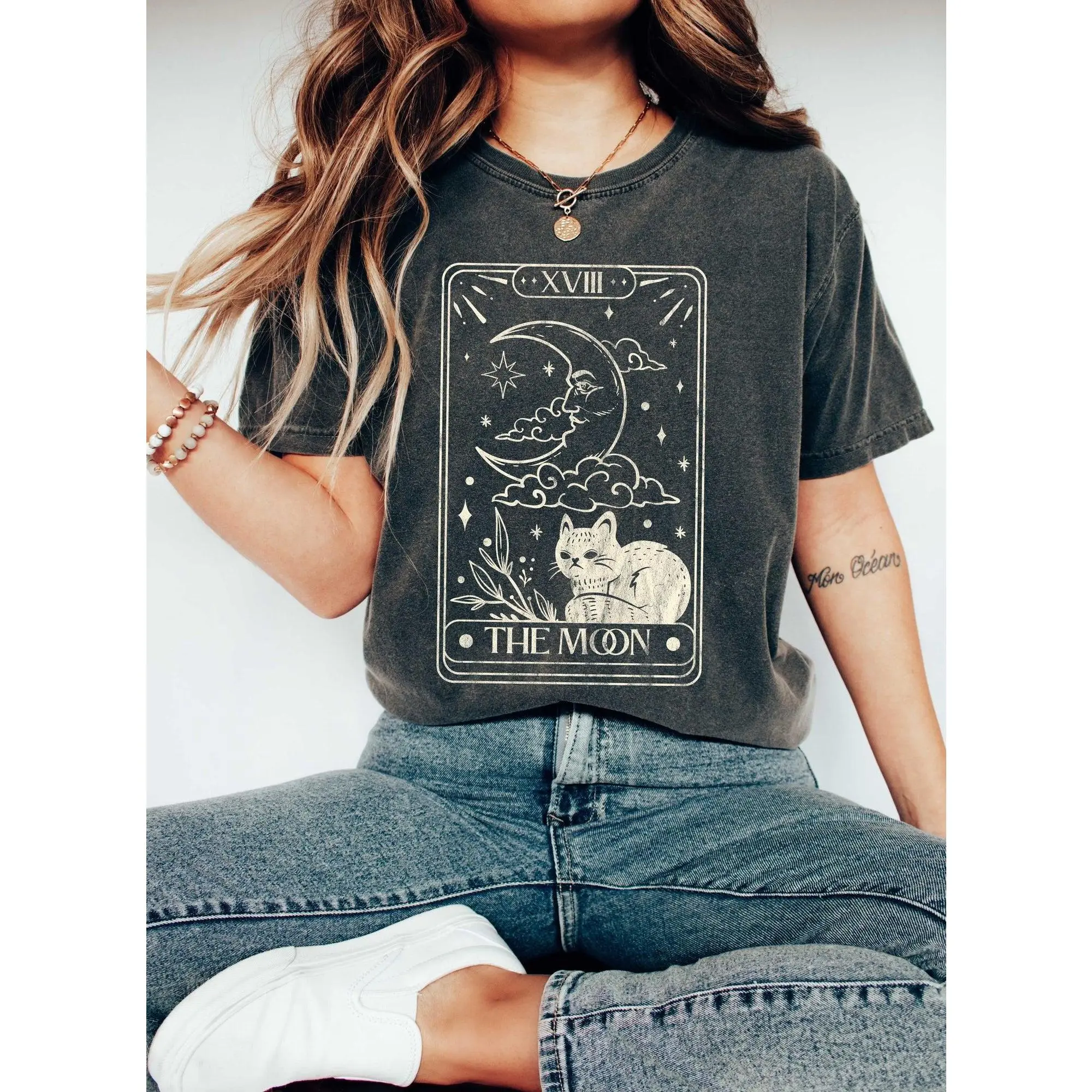 Moon Tarot Card Celestial Comfort Colors Tshirt