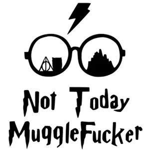 Not Today MuggleFucker, Harry Potter Style Decal/Sticker, Permanent Vinyl, For Windows, Mirrors, Cups, Cars, Any Smooth, Shiny Surface, Decoration Decorative vinyl,