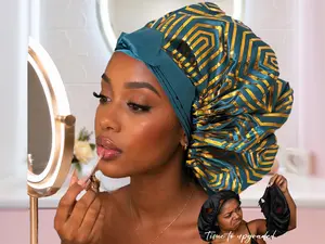 Satin Lined Bonnet, Frizz Protection, Handmade Sleep Cap, Jumbo Hair Protection