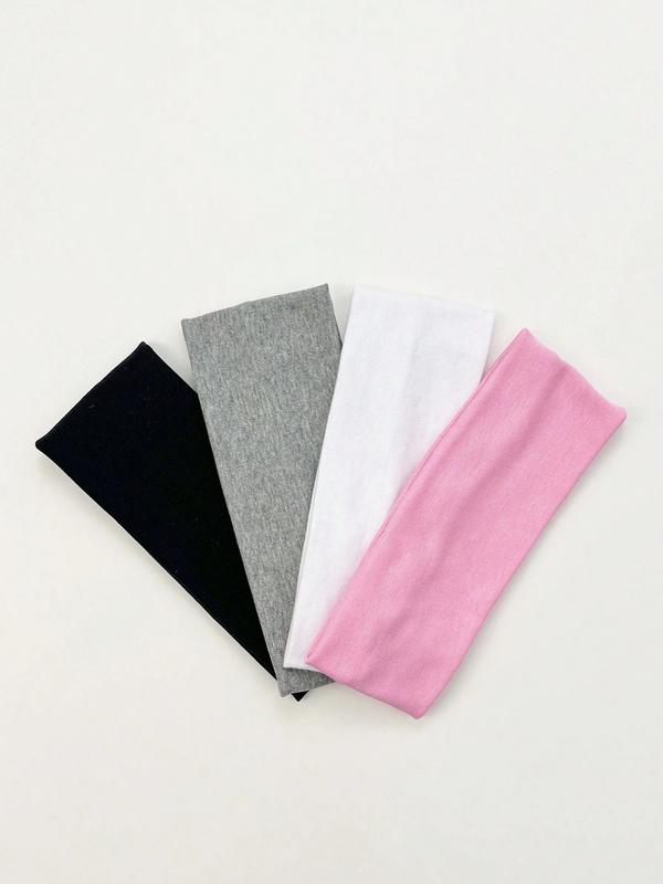 Fashion Solid Color Hair Band (4pcs), High Stretch Sweat-absorbing Hair Band, Daily Hair Accessories for Women & Men, Elastic Headbands