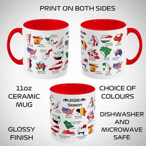 2026 Motorsport Season Calendar Mug, Global Grand Prix Circuits Cup, Open-Wheel Racing Fan Gift for Dad Husband, Birthday Christmas Idea