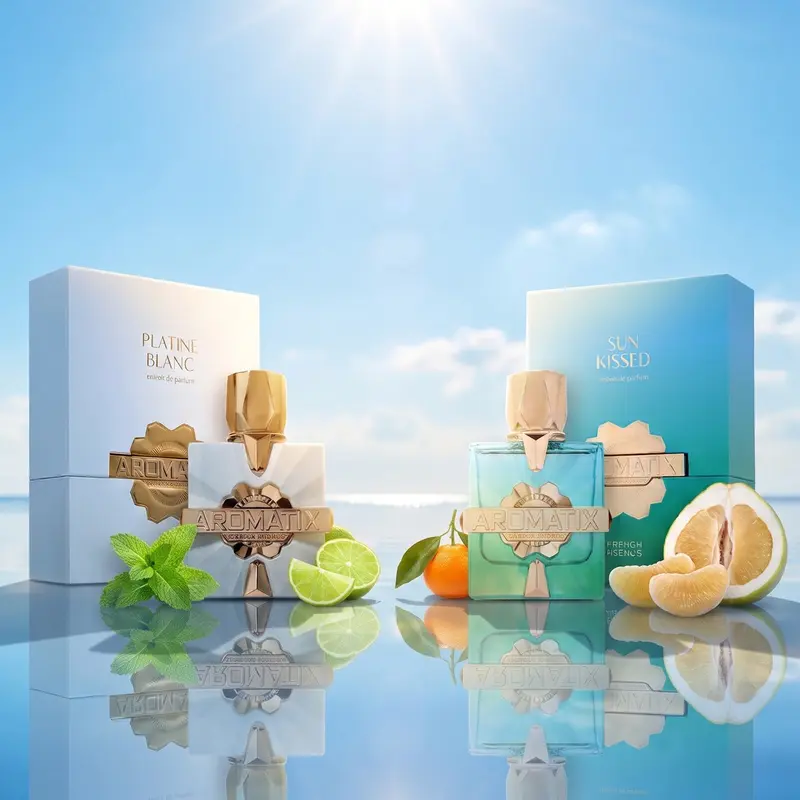 Aromatix Platine Blanc & Sun Kissed 100ml Aromatic Spray Fragrance Set - Lightweight Unisex Daily Use Spray-On, Fresh Citrus Uplift Mood Summer Daytime Fragrance