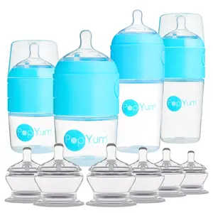 PopYum Blue Formula Making Baby Bottle + Nipple 10 Piece Bundle