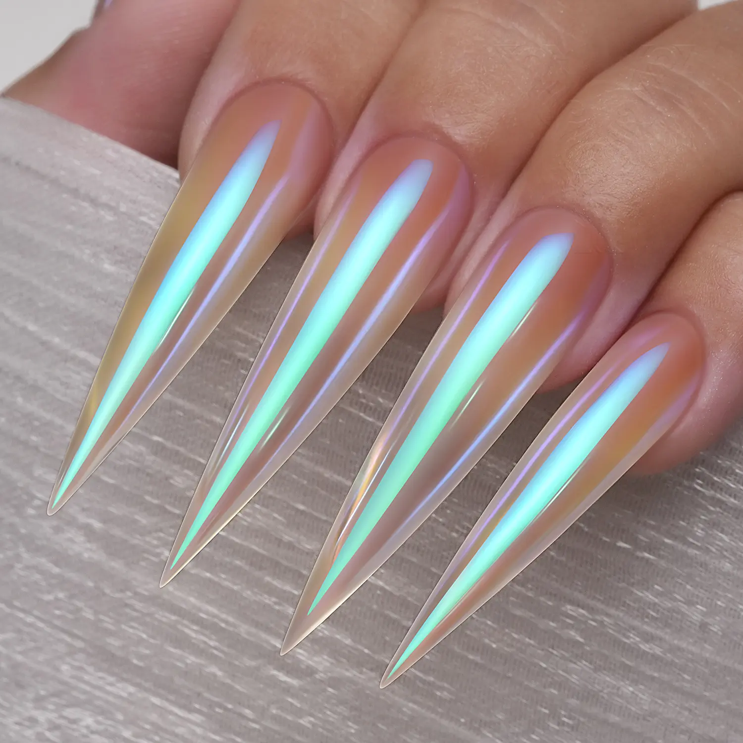 YOKEFELLOW GleamTap Cushion Aurora Chrome Nail Powder GT116 Lucid/Warm Pink with Teal Sheen Magic Mirror Nail Chrome Powder Super Shine Aurora Metallic Chrome Powder Illuminating Iridescent Nail Art Glitter Decoration for Home DIY Salon Manicure