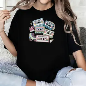 Custom Cassette Tape Shirt, Vintage Nostalgia Shirt, Retro Vibes Shirt, 90's Music Shirt, Retro 80's Shirt, Custom Song Name