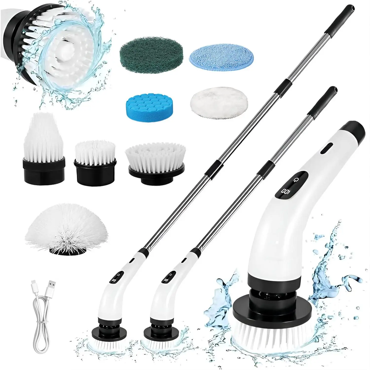 Multi-functional electric cleaning brush, 8-in-1, retractable cleaning brush, kitchen floor handheld electric mop brush