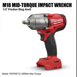 Milwaukee M18 REDLITHIUM Cordless Impact Wrench Complete Set, 1/2 Inch High Power Impact Gun With 6.0Ah Battery Pack And Full Charger For Mechanic & Construction Use