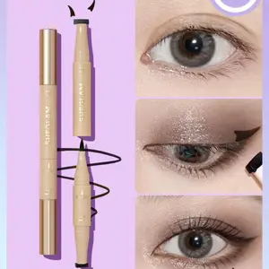 SHEGLAM Get Foxy Eye Stamp & Liner Pen 3-In-1 Waterproof Liquid Eyeliner Pencil Cat Eye Smudge-Proof Long-Lasting Beginner Eye Make-Up - Lipliner, Makeup