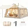 Docred 8/10/12 Inflatable Glamping Tent with Canopy, Hand Pump, Stove Jack, Breathable Waterproof Oxford Fabric, Portable Outdoor Camping Setup, Rainproof Sunproof for Family Travel, Breathable Waterproof Tent, Outdoor Camping Waterproof, Portable Outdoor