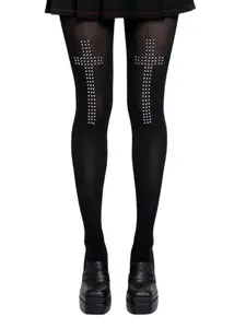 Vintage Y2K Style Women's High Waist Skinny Jeans, Crossed Hot Brick Geometric Design, Elastic Aesthetic Streetwear Cosplay Emo Girl Fashion