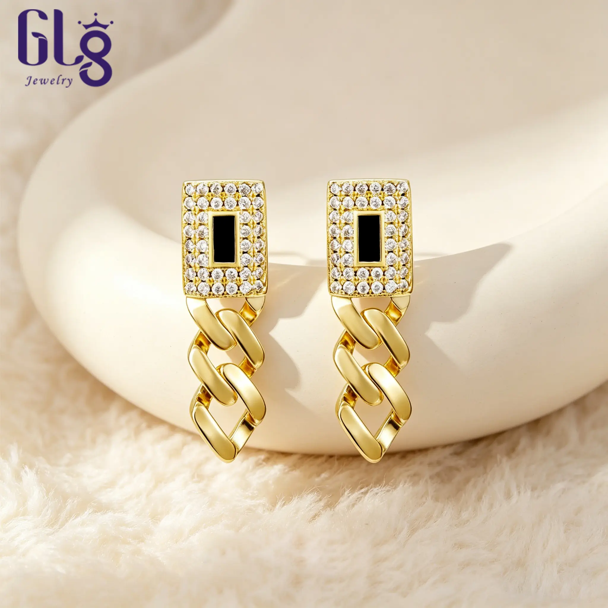 Mother's Day gift Unisex Cuban Link IcedOut CZ Earrings Stainless Steel Miami EarromgHip Hop Jewelry Stainless Steel Jewelry Hip Hop Rap Punk Style Titanium Steel Fashion Accessories Birthday Party Daily Decoration Fashion Women Valentine's Day Gift