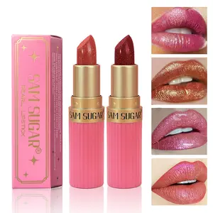 Fit Colors 6 Colors Diamond Pearlescent Lipstick Glitter Shiny Metallic Lipstick Lip Tint Long Lasting Nude Shimmer Shiny Lip Gloss Makeup