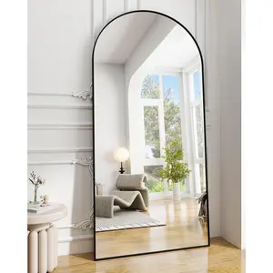30"x71" Arched Full Length Mirror, Black Large Floor Mirror with Aluminum Alloy Frame Standing Hanging or Leaning Wall-Mounted Full  Mirror for Living Room and Bedroom