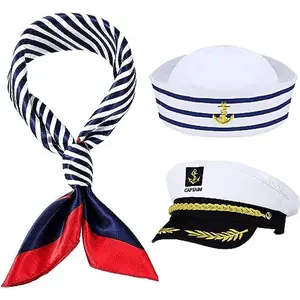 Suit, Captain Hat Navy a Sailor's Cap and Scarf Suit a Sailor's Cap Cosplay Hat Women Adult Costume Accessories Party Thanksgiving Halloween Cosplay Costume Accessories, Headwear, Daily Party Supplies, Party Home Supplies, Party Gifts Womenswear Clothes