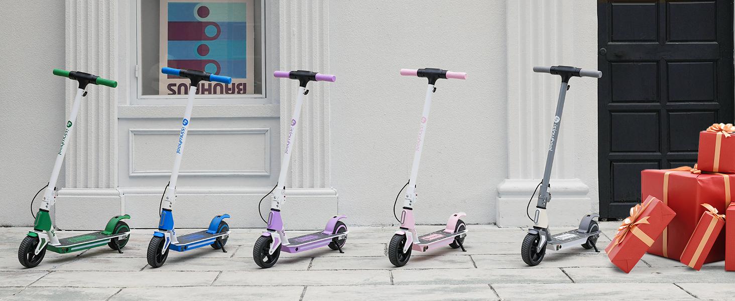 【Kids Love It!】S4 Foldable Electric Scooter with LED Display, 6" Solid Tires, 200W Motor, 3 Speeds (5/8/12 Mph), 154lbs Max Load, Colorful Lights, Electric Scooter for Kids Ages 6-14, Great Gift for Boy Girl