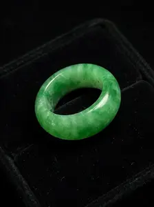 Natural Jade Wide Band Ring | 8mm Statement Ring | Sizes 9–11